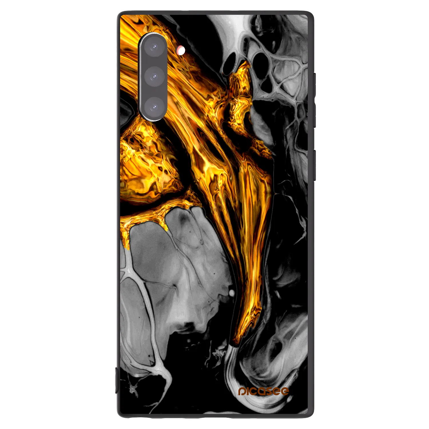Picasee Samsung Galaxy Note 10 N970F Hülle - Schwarzes Silikon - Black Gold