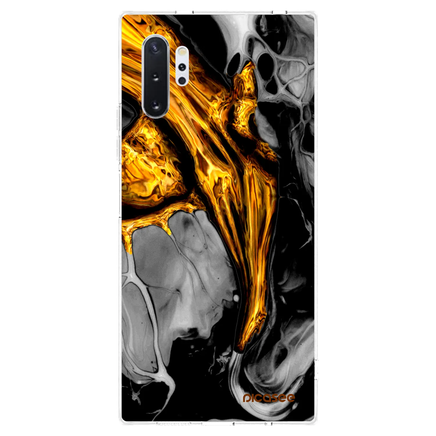 Picasee Samsung Galaxy Note 10+ N975F Hülle - Transparentes Silikon - Black Gold