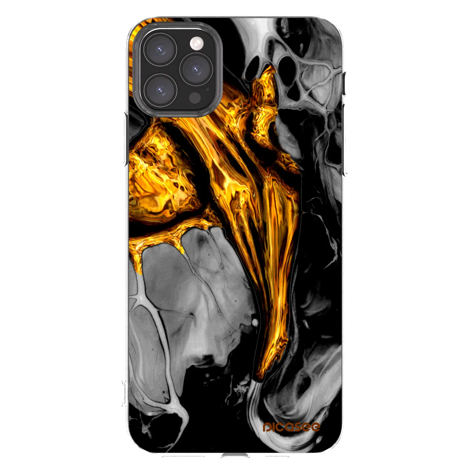 Picasee Apple iPhone 11 Pro Max Hülle - Transparentes Silikon - Black Gold