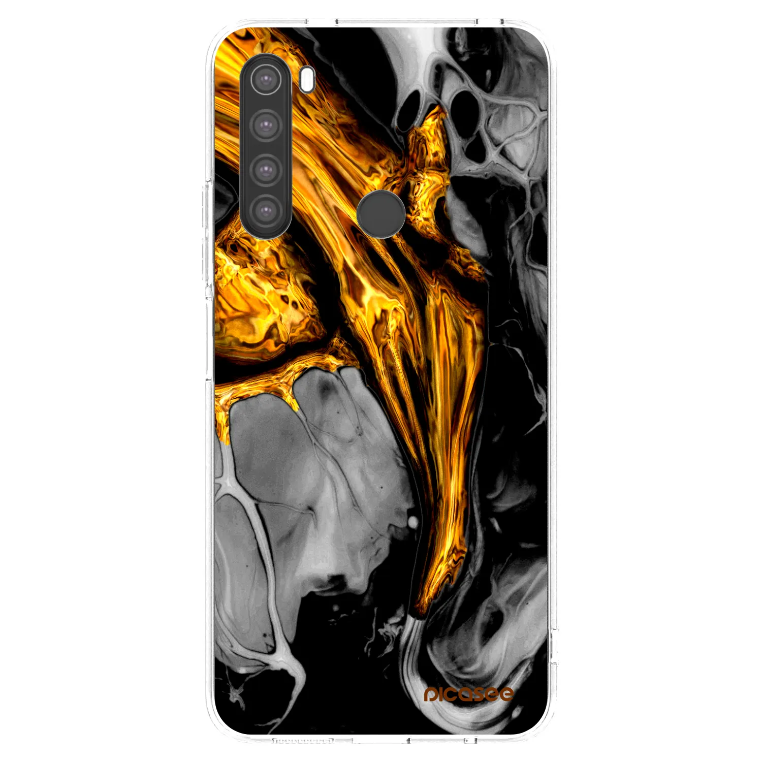Picasee Xiaomi Redmi Note 8 Hülle - Transparentes Silikon - Black Gold