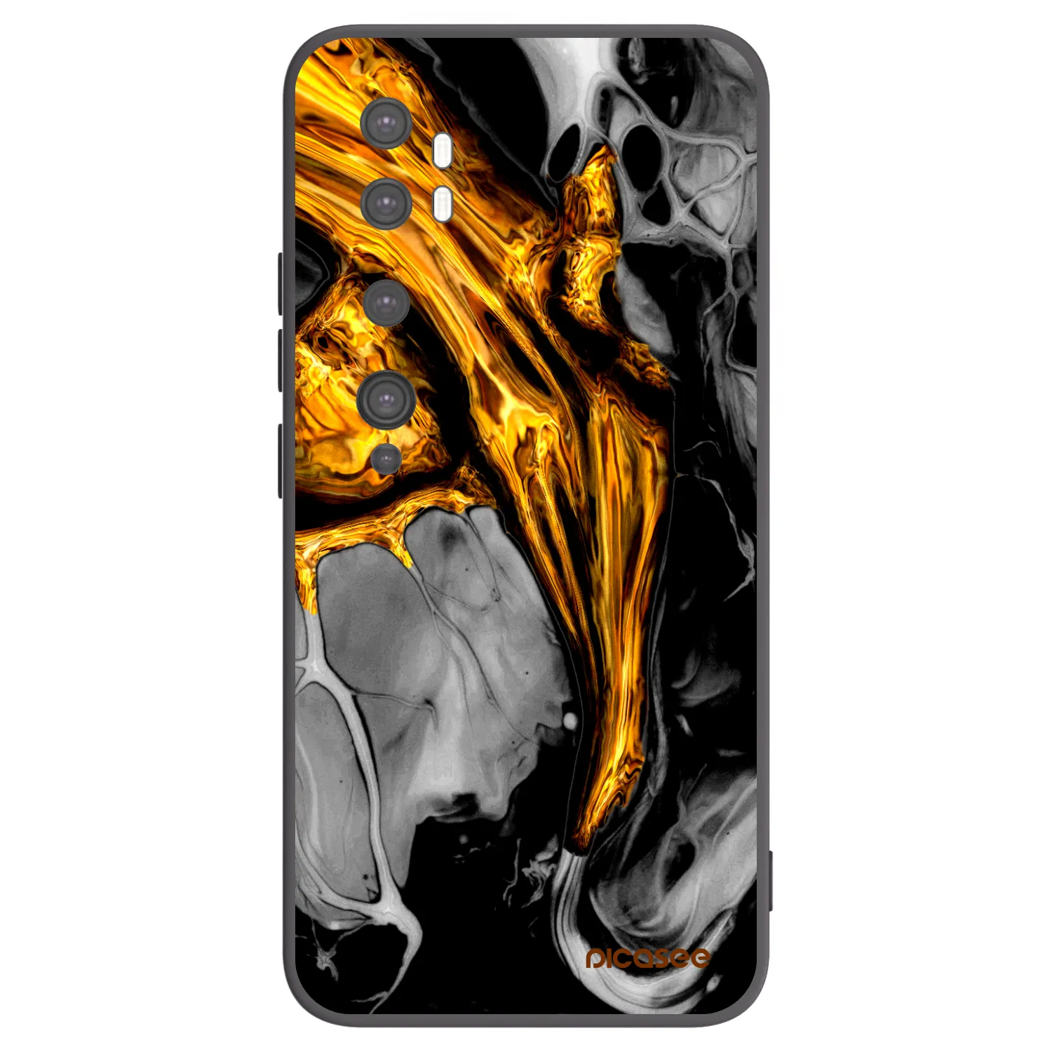 Picasee Xiaomi Mi Note 10 (Pro) Hülle - Schwarzes Silikon - Black Gold