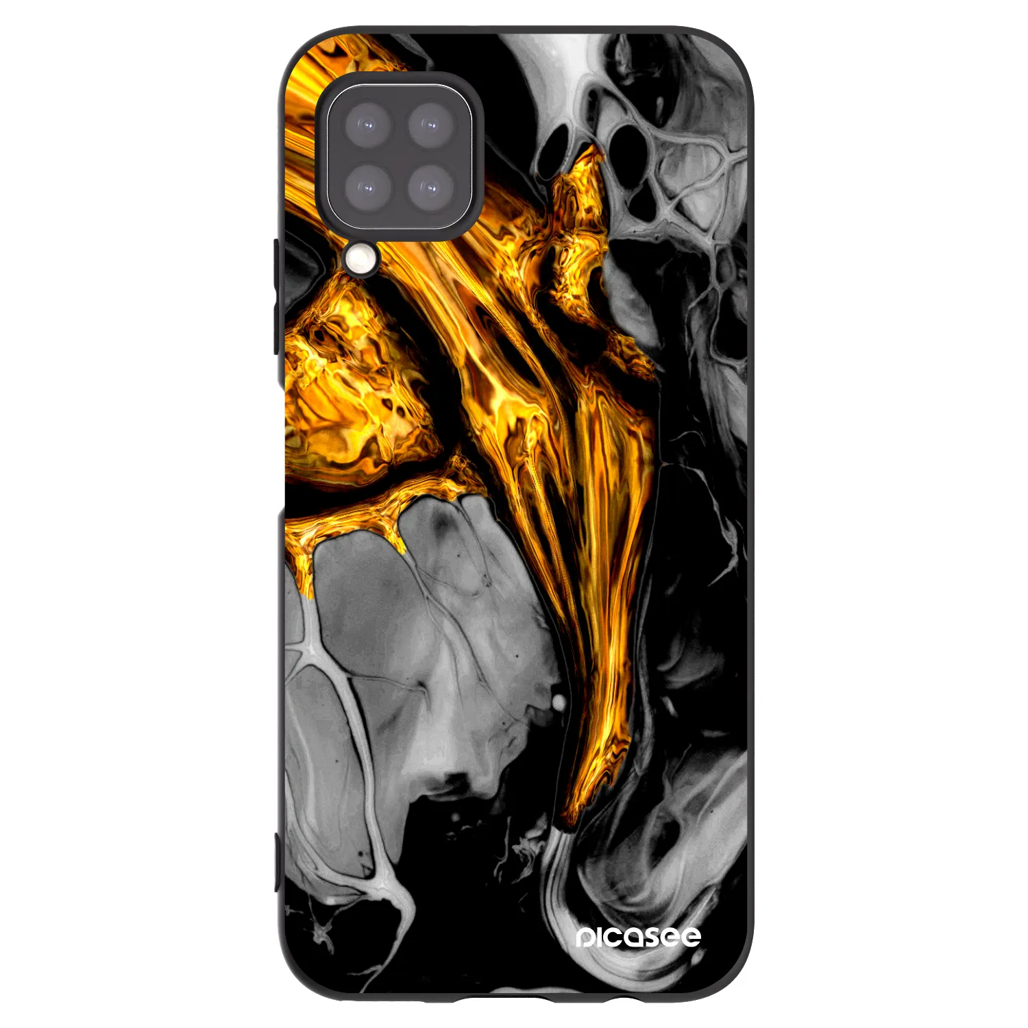 Picasee Huawei P40 Lite Hülle - Schwarzes Silikon - Black Gold