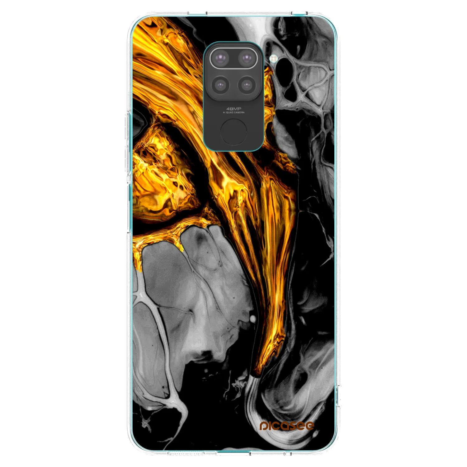 Picasee Xiaomi Redmi Note 9 Hülle - Schwarzes Silikon - Black Gold
