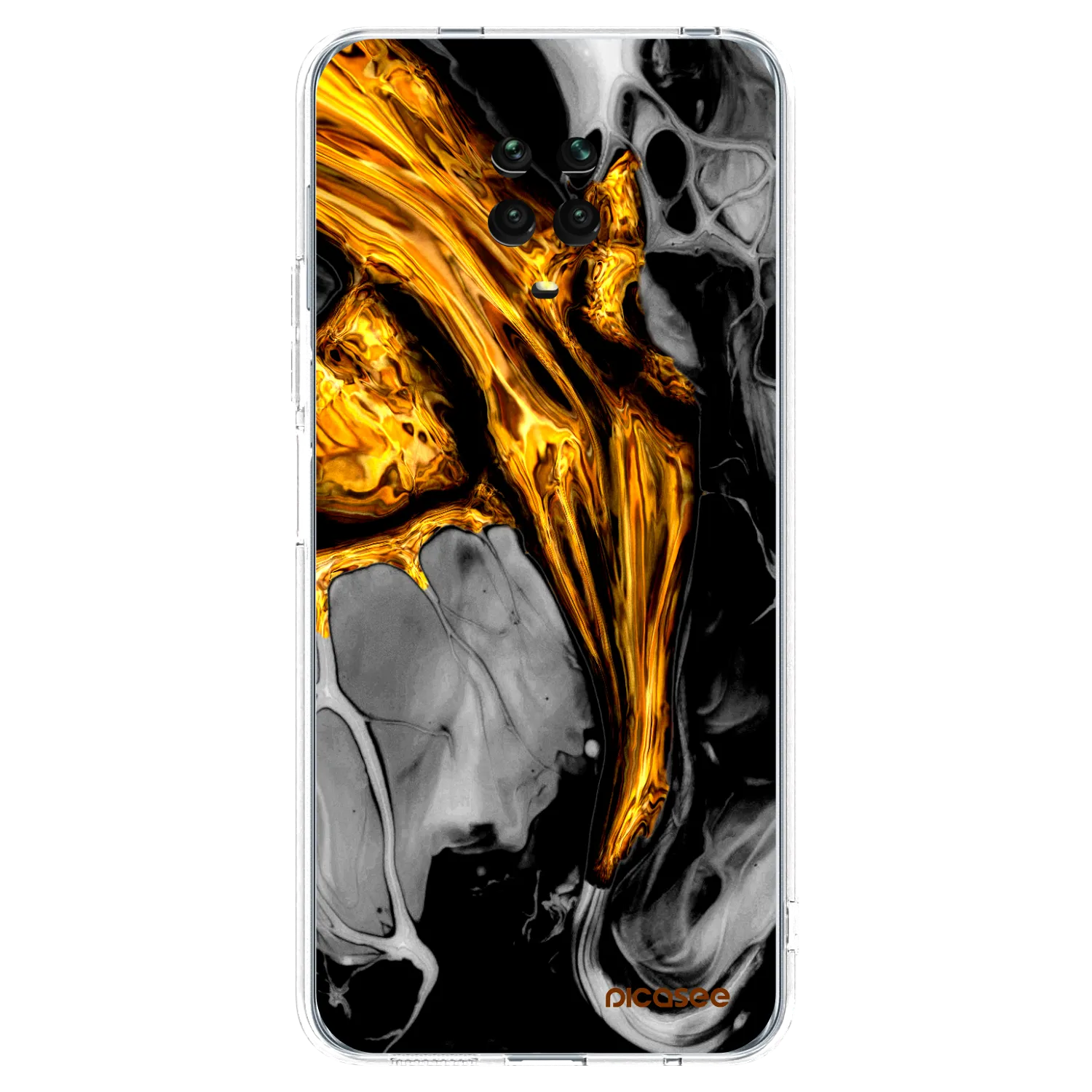 Picasee Xiaomi Redmi Note 9S Hülle - Transparentes Silikon - Black Gold
