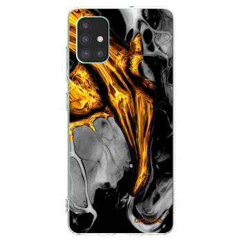 Picasee Samsung Galaxy M51 M515F Hülle - Transparentes Silikon - Black Gold