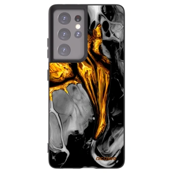 Picasee Samsung Galaxy S21 Ultra 5G G998B Hülle - Schwarzes Silikon - Black Gold