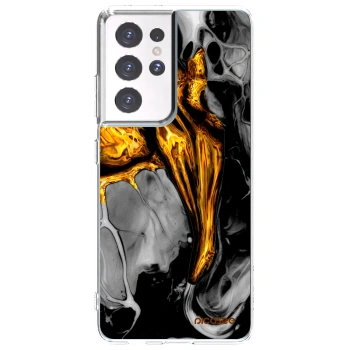 Picasee Samsung Galaxy S21 Ultra 5G G998B Hülle - Transparentes Silikon - Black Gold
