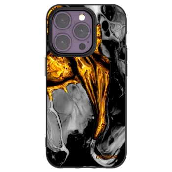 Picasee Apple iPhone 14 Pro Hülle - Schwarzes Silikon - Black Gold