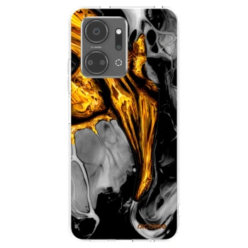 Picasee Honor X7a Hülle - Transparentes Silikon - Black Gold