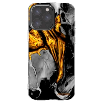 Picasee Apple iPhone 16 Pro Max Hülle - Transparentes Silikon - Black Gold