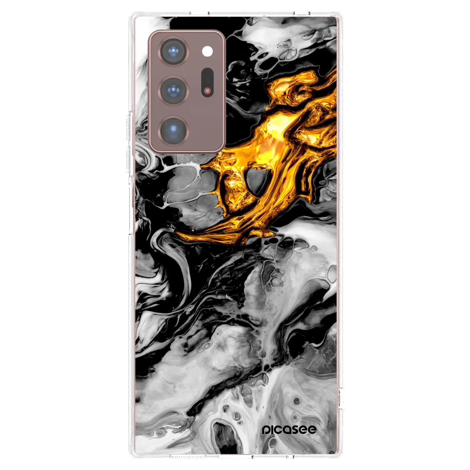 Picasee Samsung Galaxy Note 20 Ultra Hülle - Transparentes Silikon - Black Gold 2