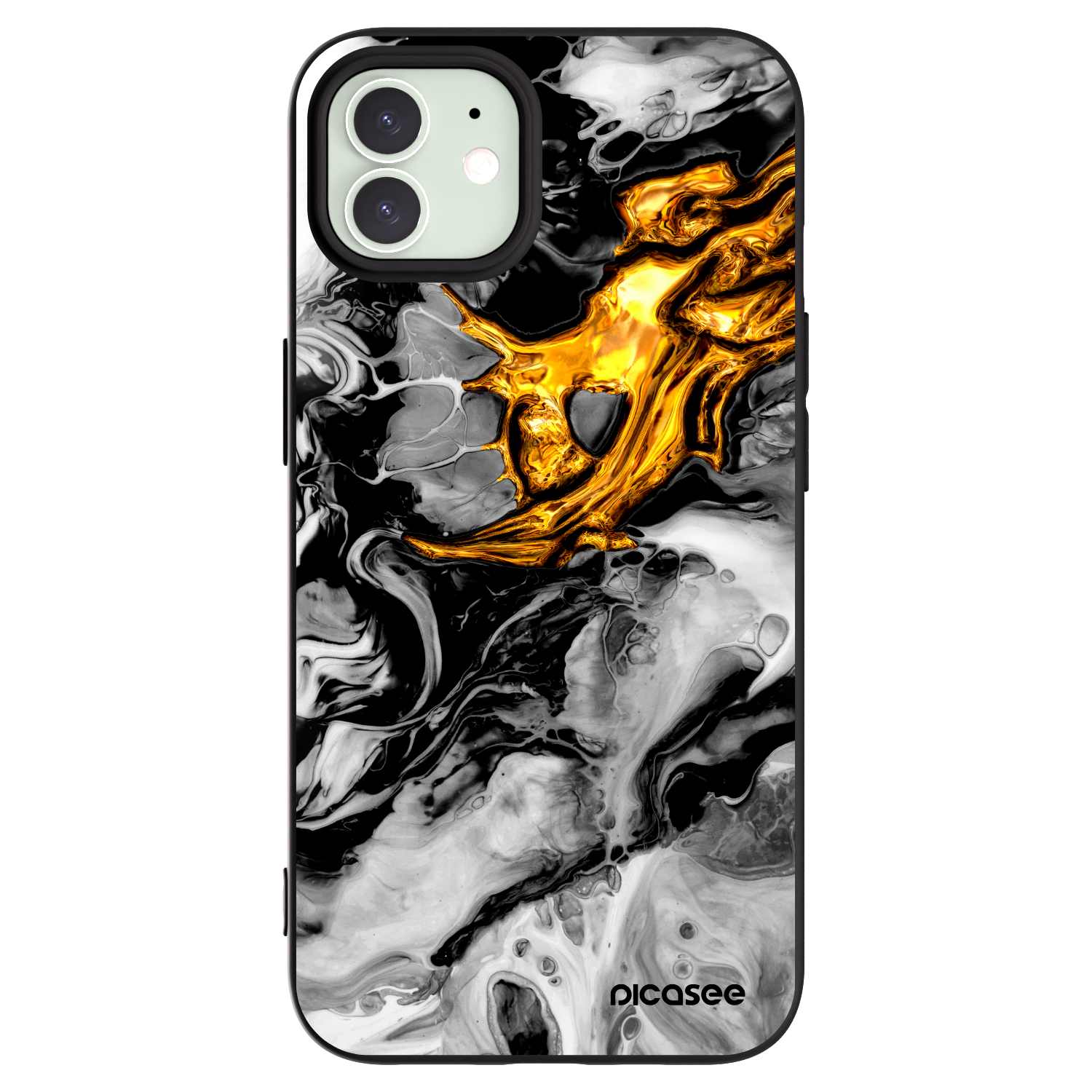Picasee Apple iPhone 12 Pro Hülle - Schwarzes Silikon - Black Gold 2