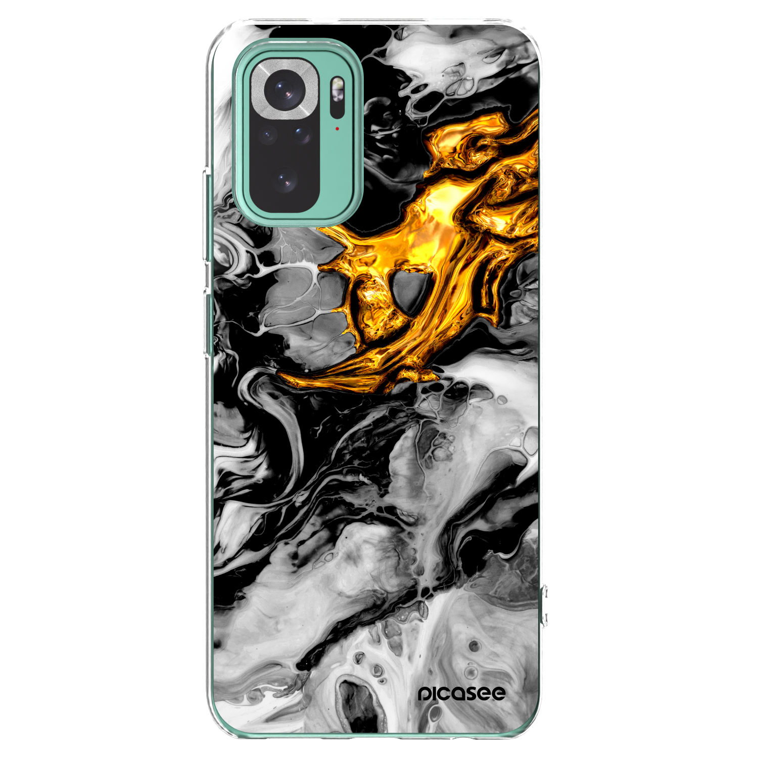 Picasee Xiaomi Redmi Note 10 Pro Hülle - Transparentes Silikon - Black Gold 2