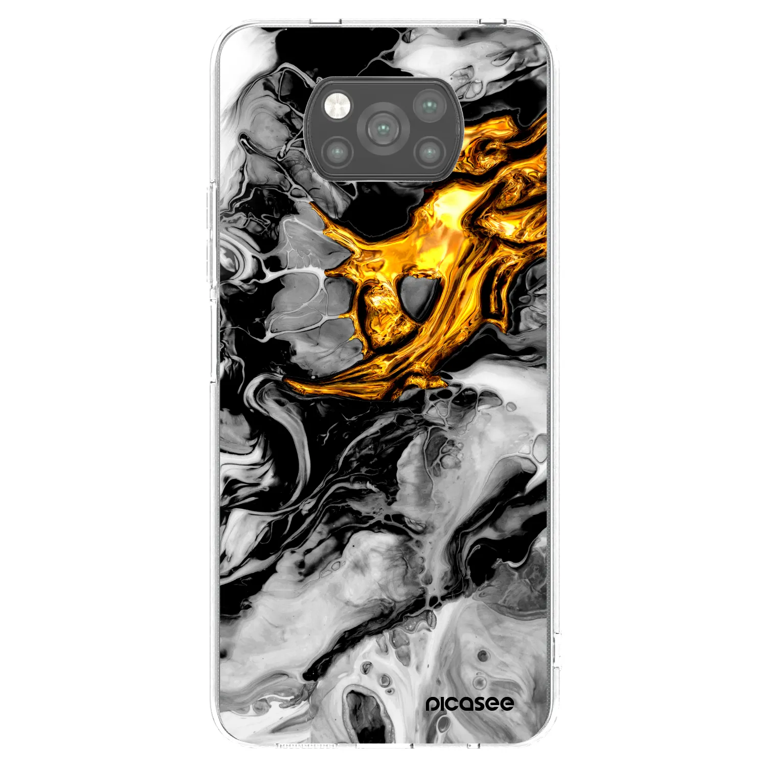 Picasee Xiaomi Poco X3 Pro Hülle - Schwarzes Silikon - Black Gold 2