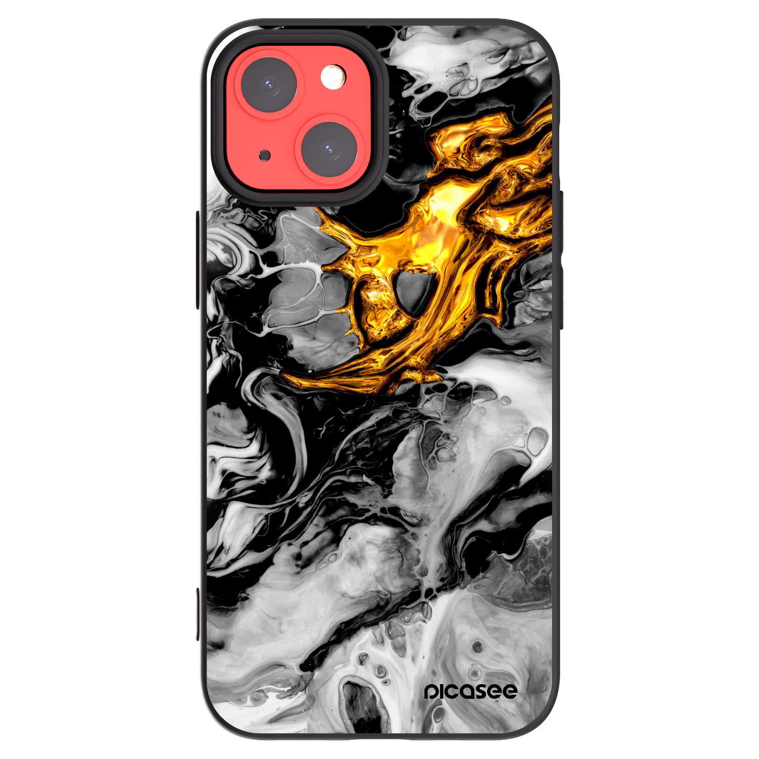 Picasee Apple iPhone 13 mini Hülle - Schwarzes Silikon - Black Gold 2