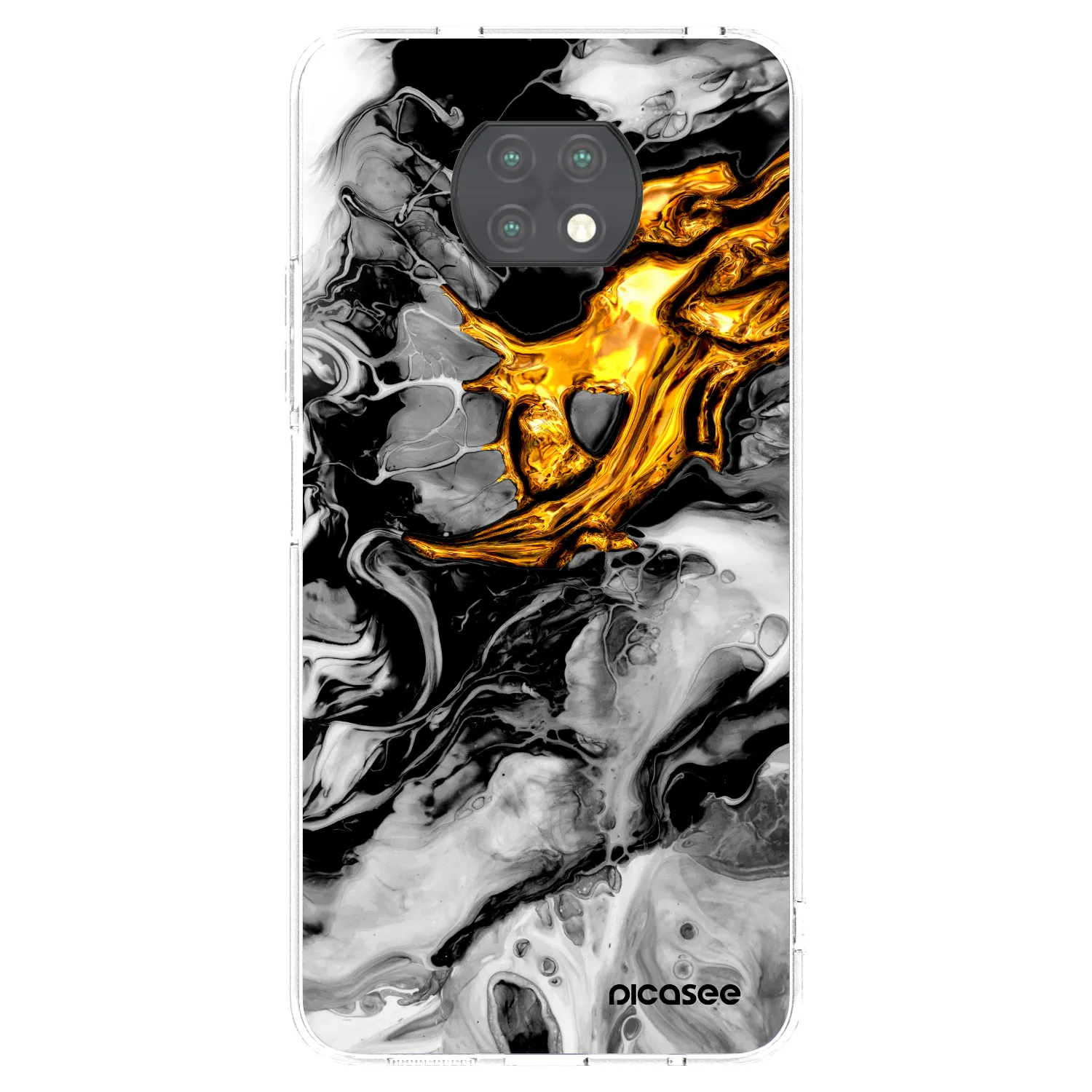 Picasee Xiaomi Redmi Note 9T Hülle - Transparentes Silikon - Black Gold 2
