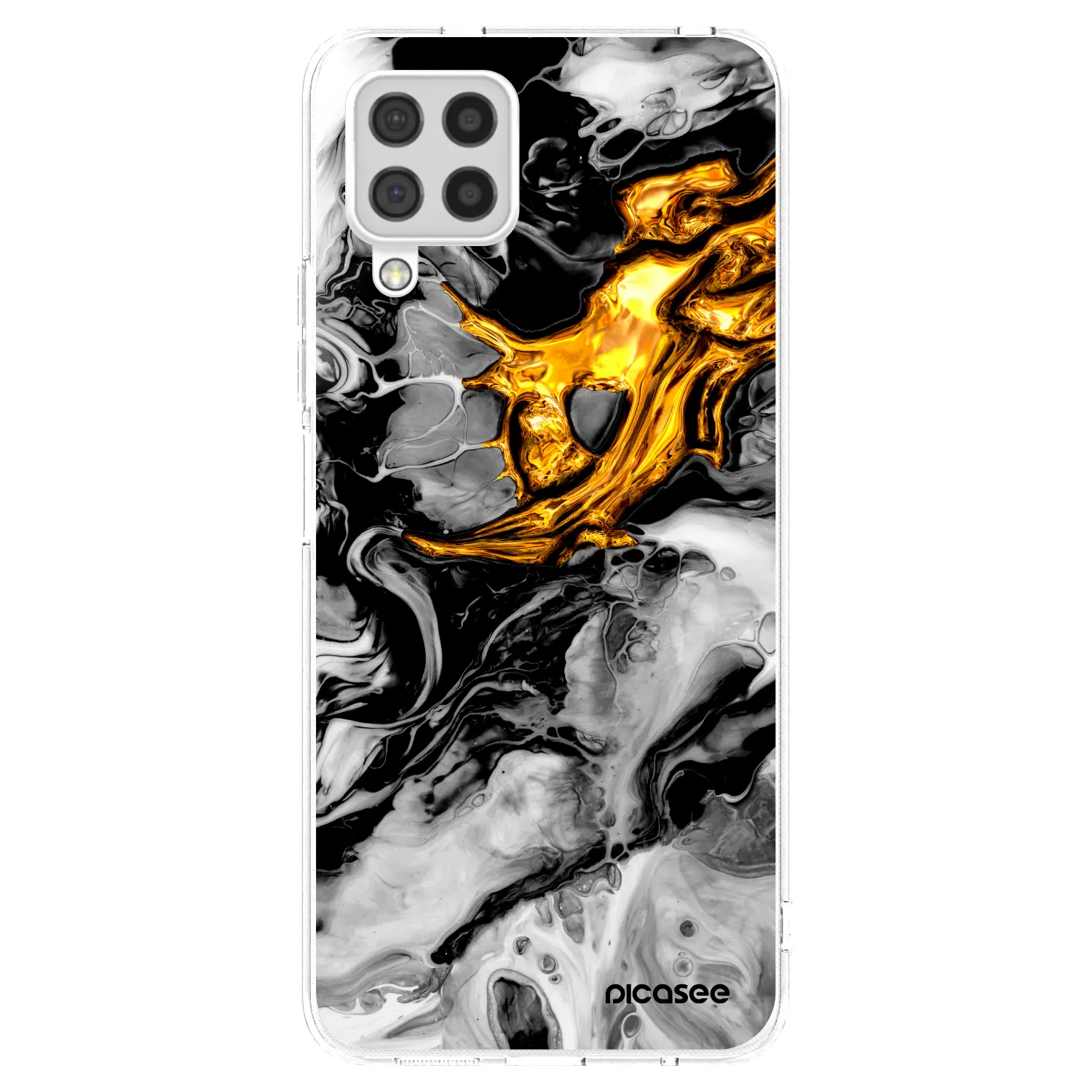 Picasee Samsung Galaxy A22 A225F 4G Hülle - Transparentes Silikon - Black Gold 2