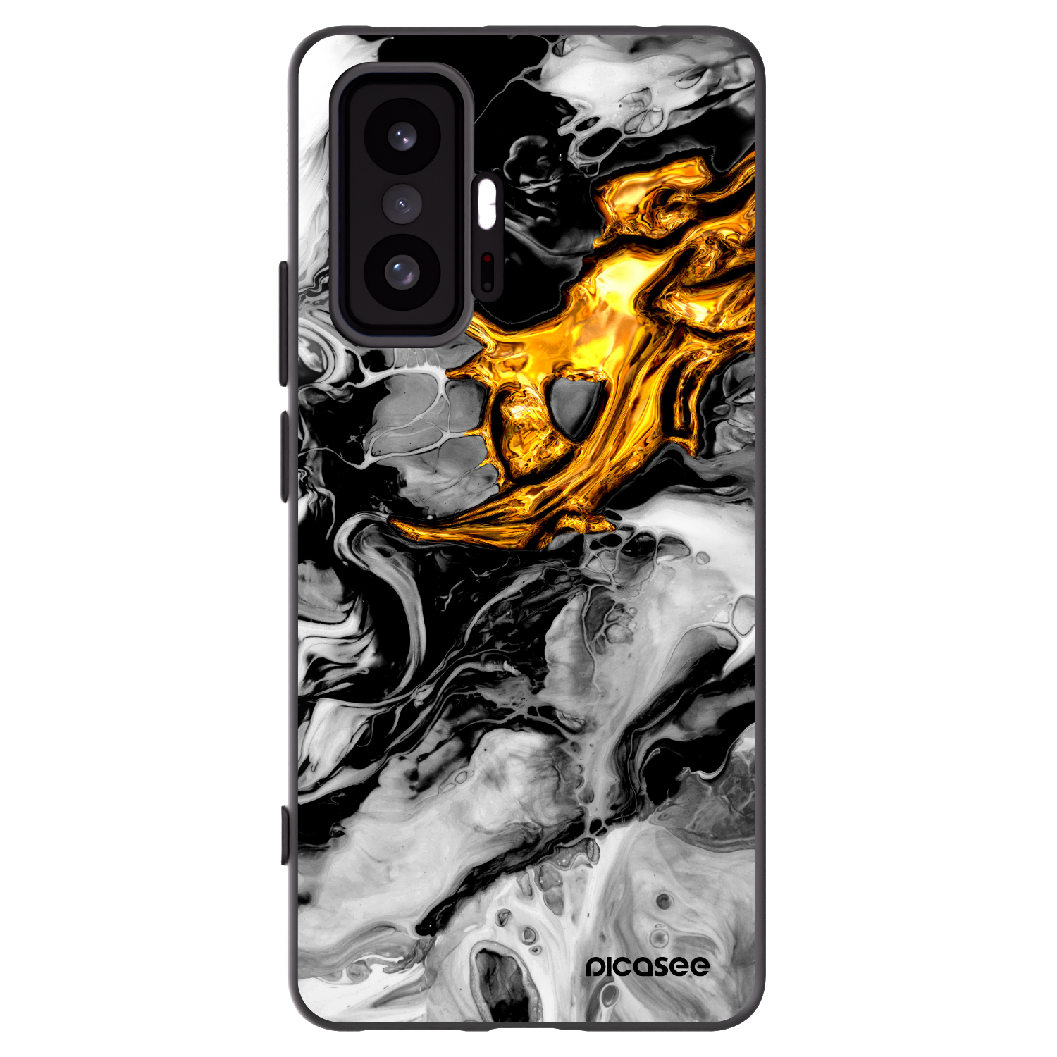 Picasee Xiaomi 11T Pro Hülle - Schwarzes Silikon - Black Gold 2