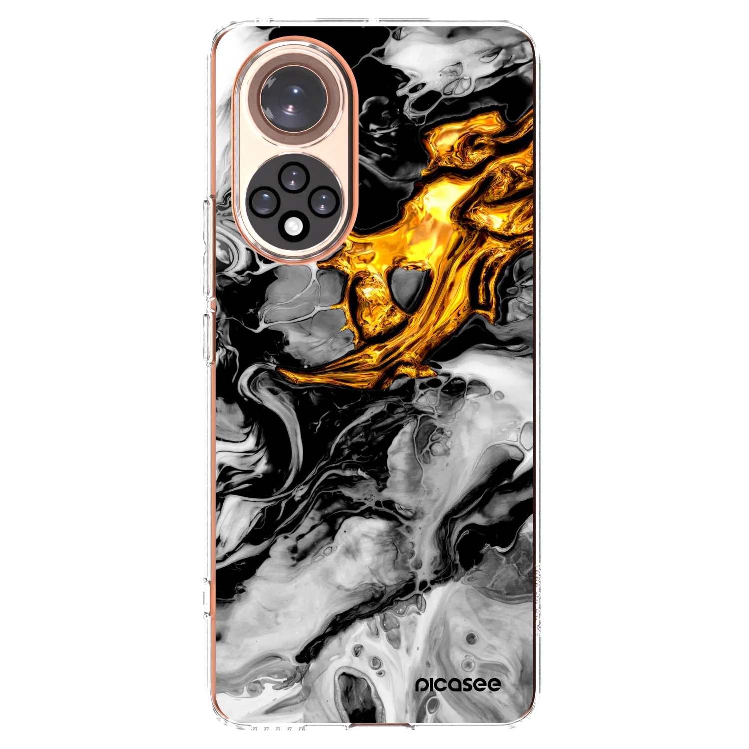 Picasee Honor 50 5G Hülle - Transparentes Silikon - Black Gold 2