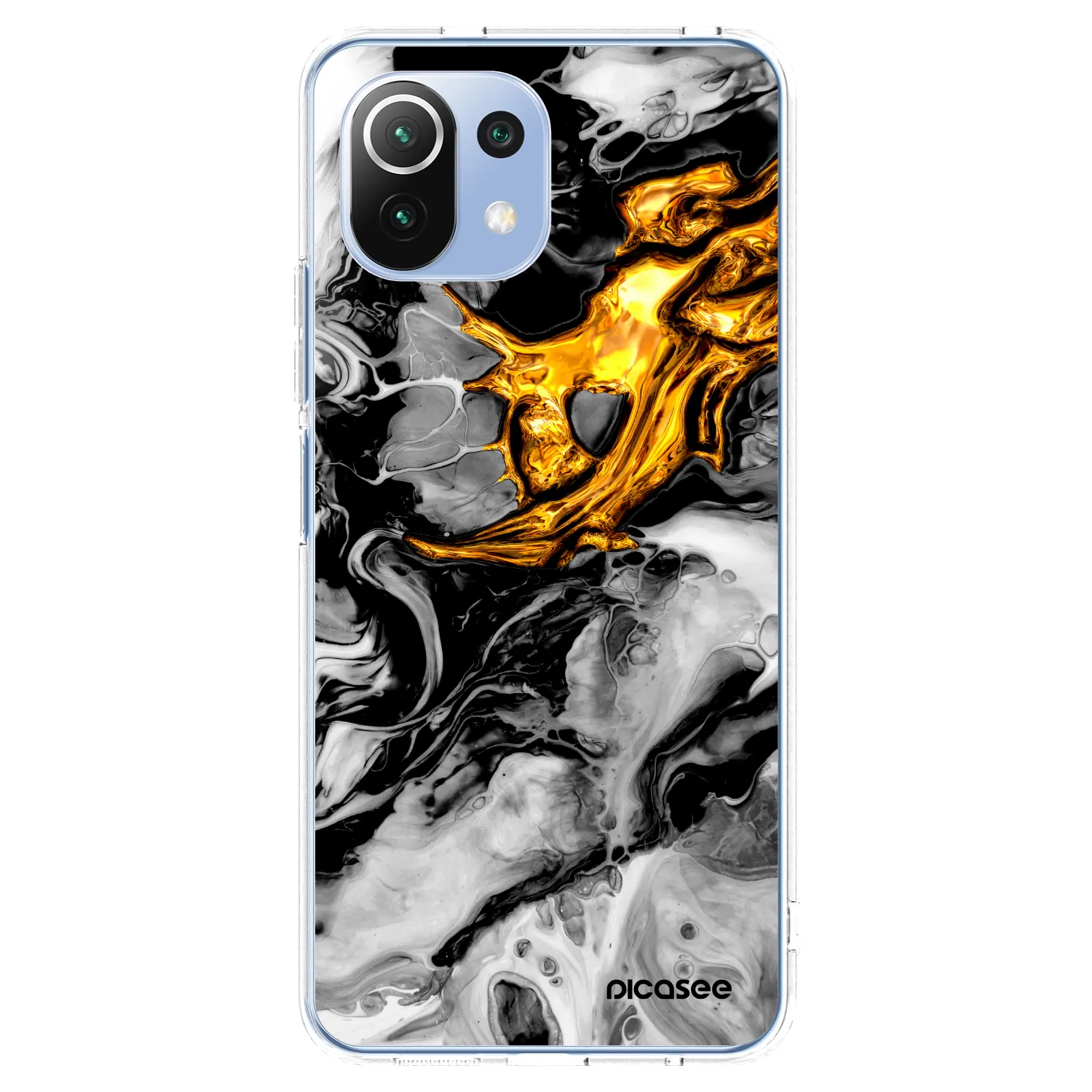 Picasee Xiaomi 11 Lite 5G NE Hülle - Transparentes Silikon - Black Gold 2