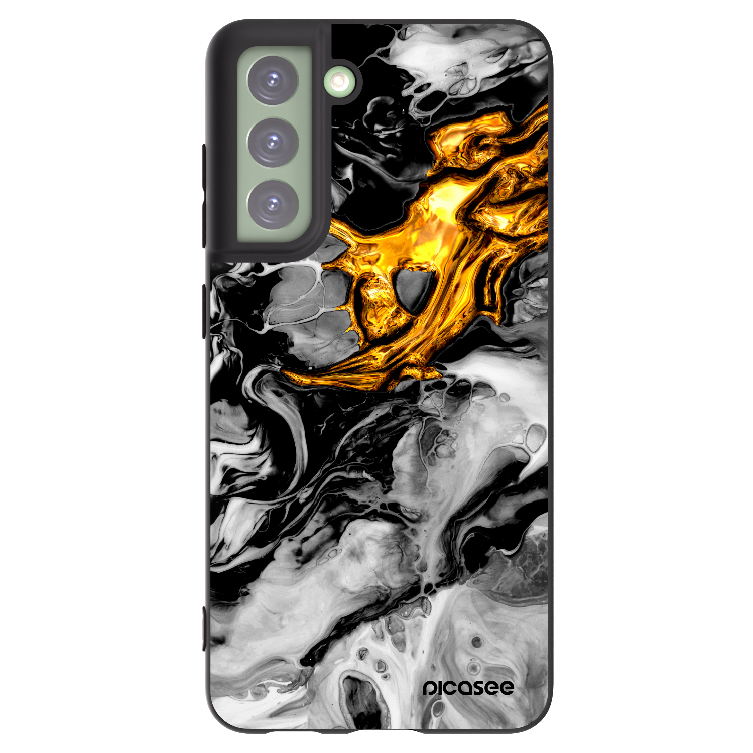 Picasee Samsung Galaxy S21 FE 5G Hülle - Schwarzes Silikon - Black Gold 2