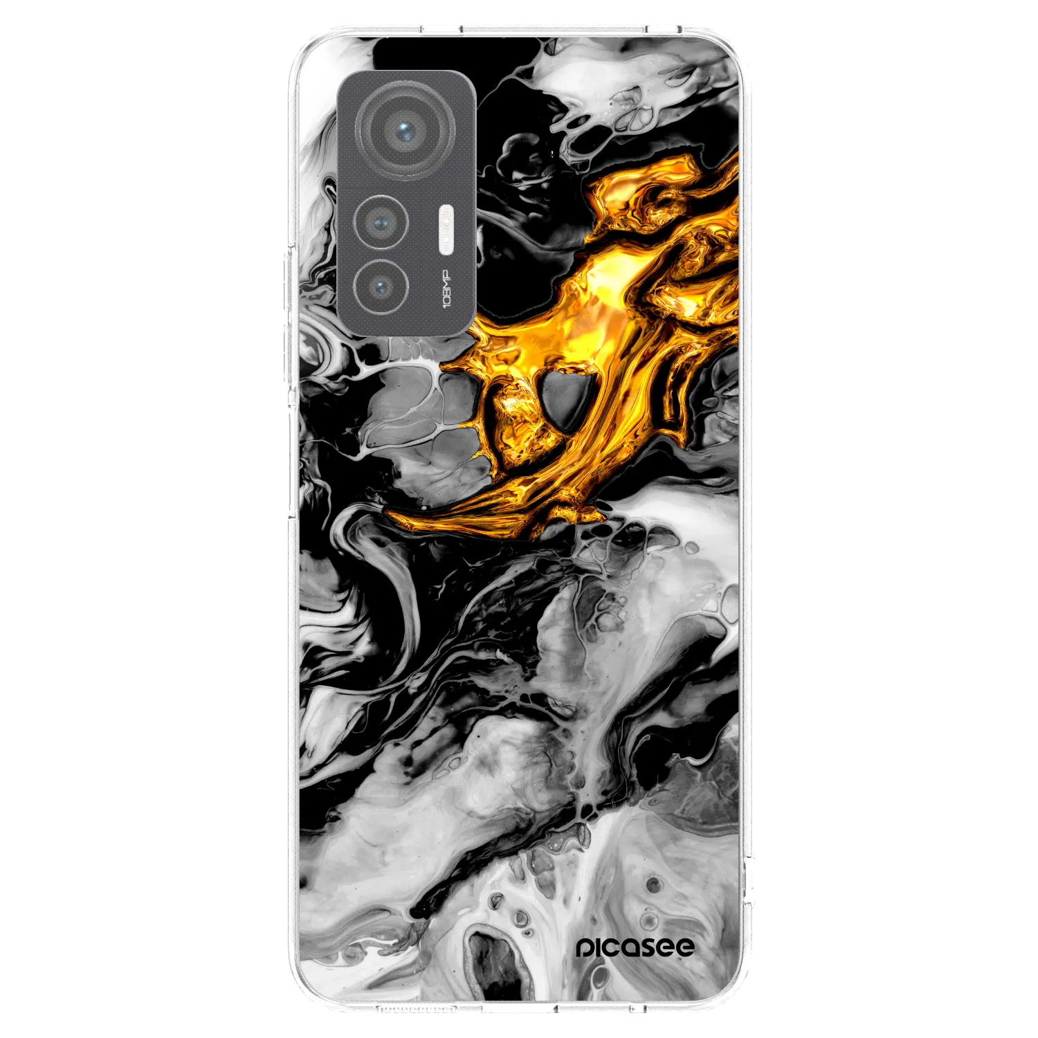 Picasee Xiaomi 12 Lite Hülle - Transparentes Silikon - Black Gold 2