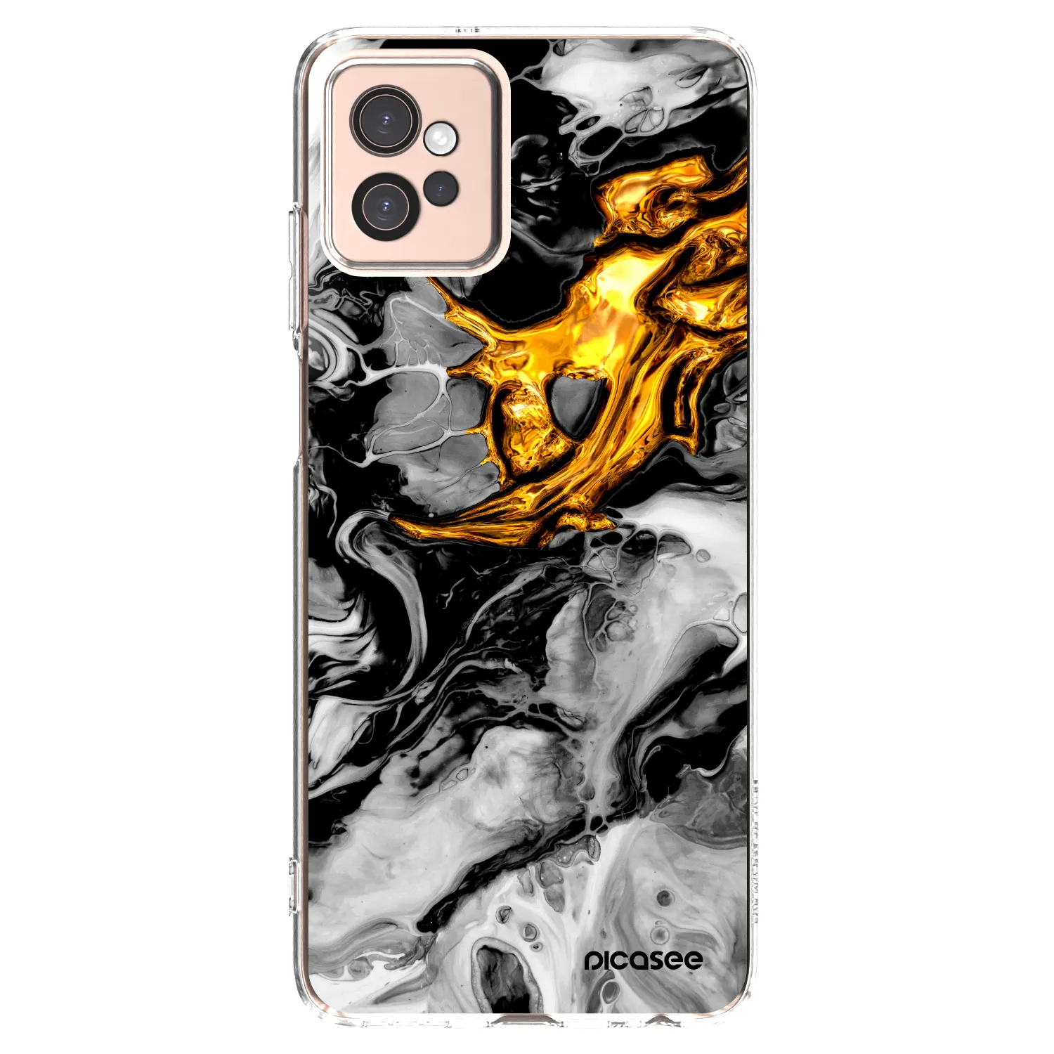 Picasee Motorola Moto G32 Hülle - Transparentes Silikon - Black Gold 2