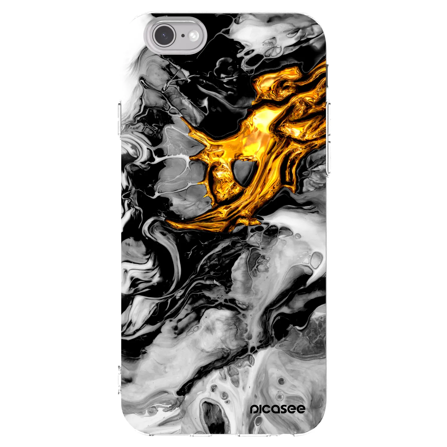 Picasee Apple iPhone 6/6S Hülle - Transparentes Silikon - Black Gold 2