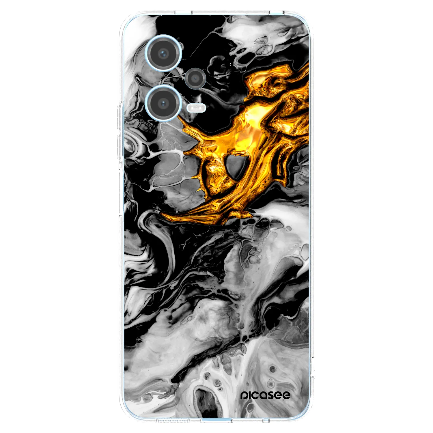 Picasee Xiaomi Redmi Note 12 5G Hülle - Transparentes Silikon - Black Gold 2
