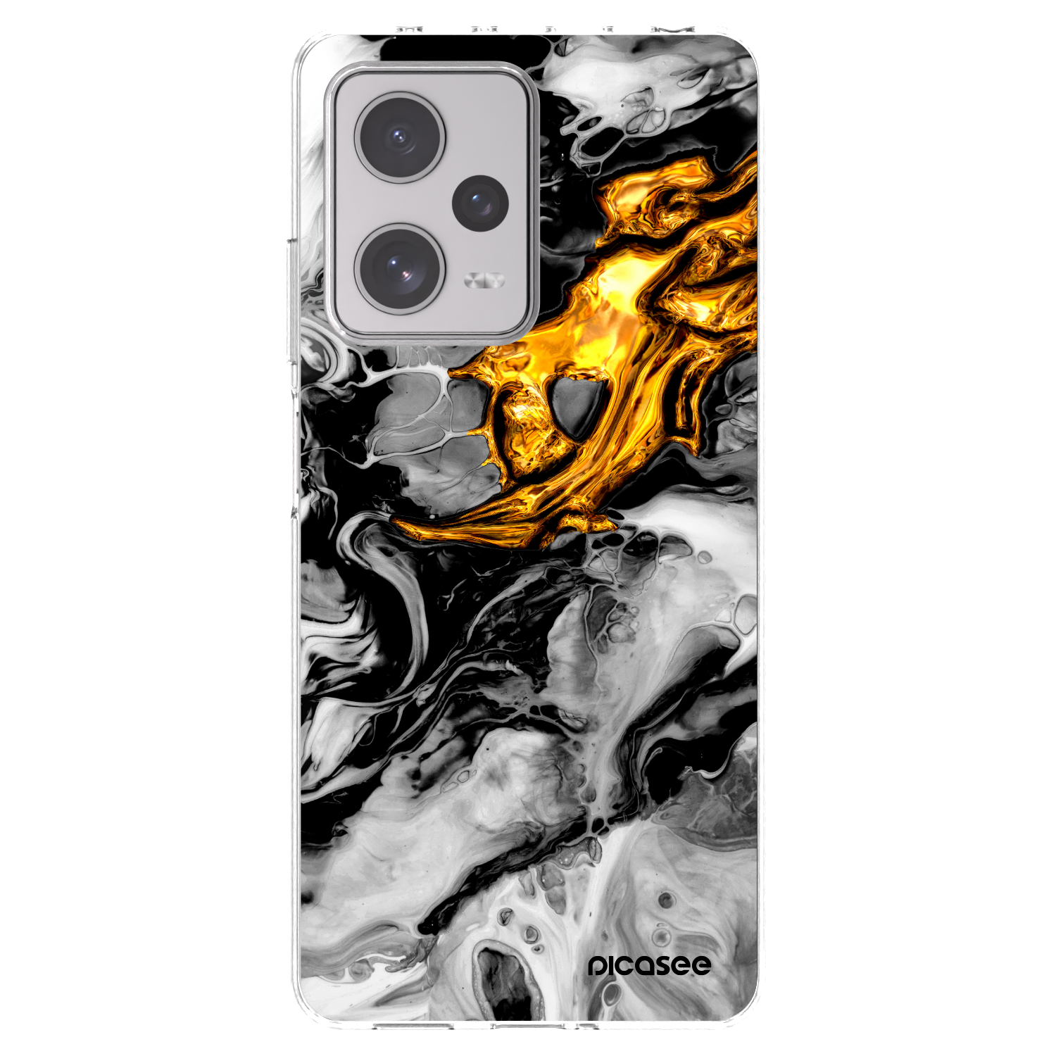 Picasee Xiaomi Redmi Note 12 Pro+ 5G Hülle - Transparentes Silikon - Black Gold 2