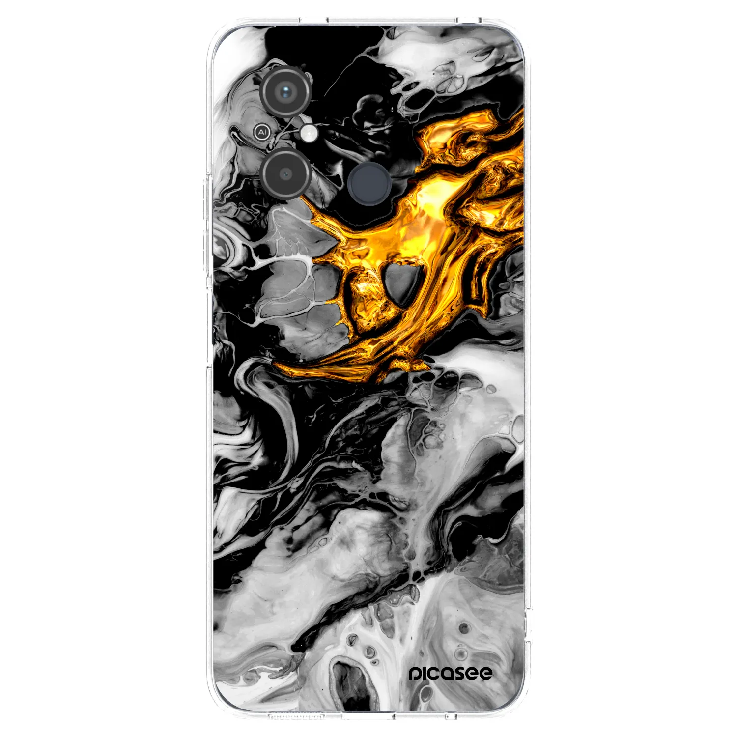 Picasee Xiaomi Redmi 12C Hülle - Transparentes Silikon - Black Gold 2