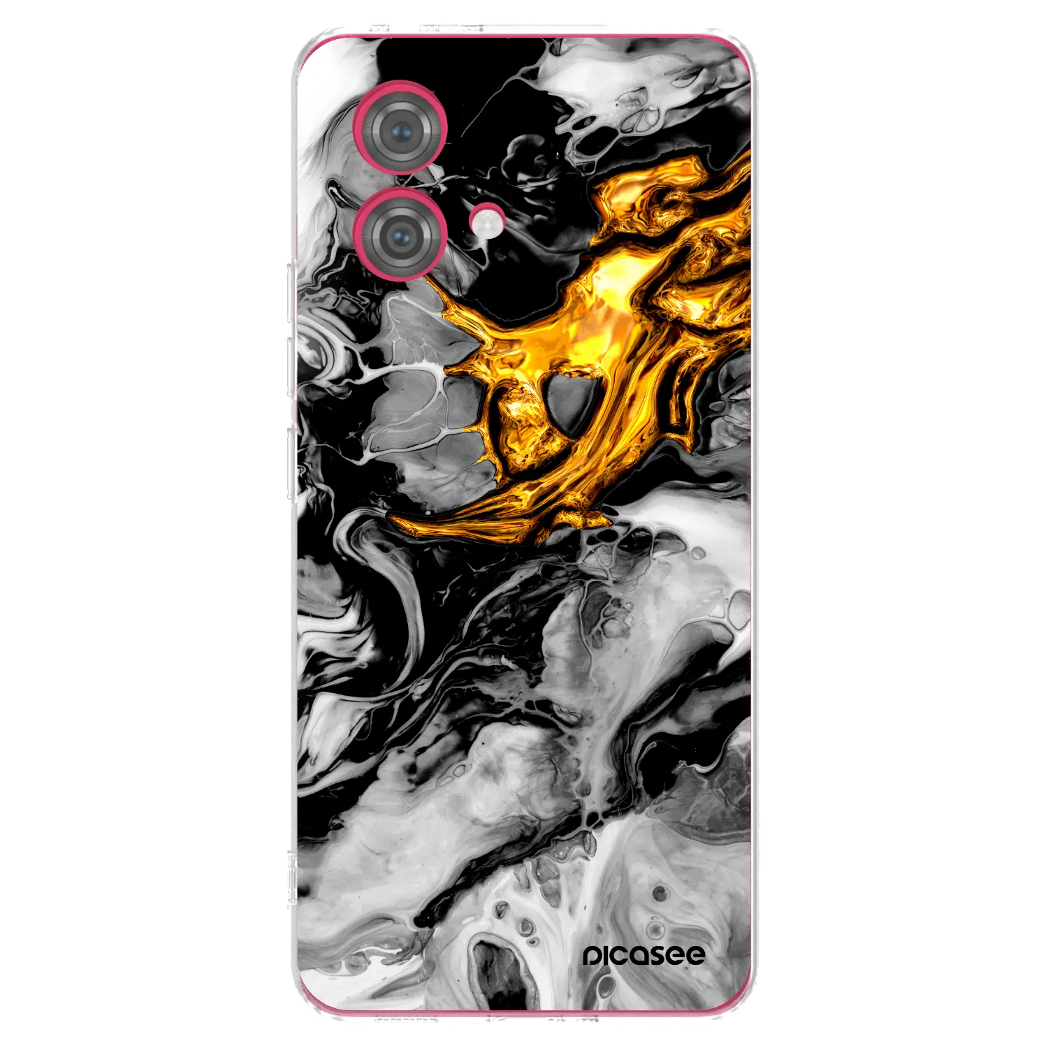 Picasee Motorola Moto G84 5G Hülle - Transparentes Silikon - Black Gold 2