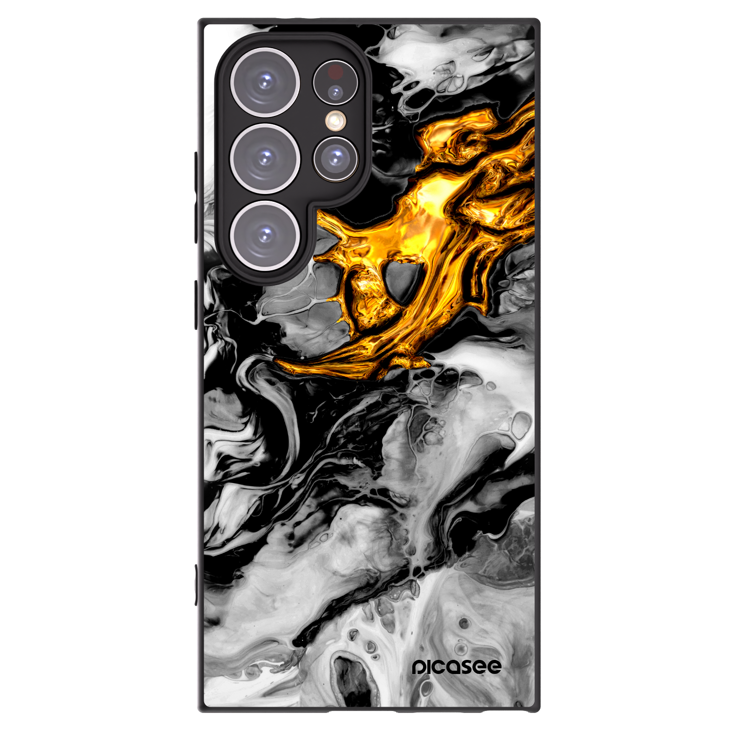 Picasee Samsung Galaxy S24 Ultra S928B 5G Hülle - Schwarzes Silikon - Black Gold 2