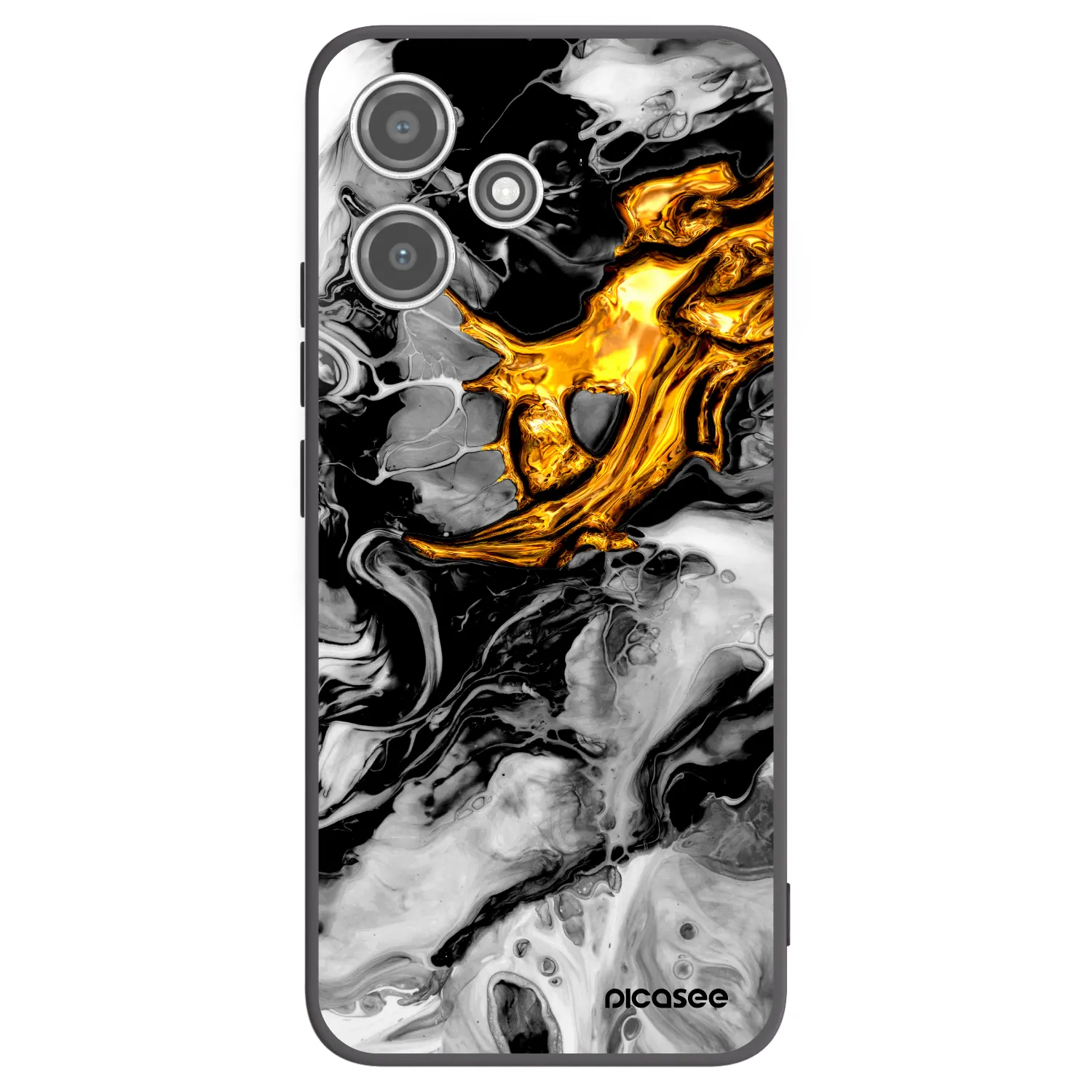 Picasee Xiaomi Redmi 12 5G Hülle - Schwarzes Silikon - Black Gold 2