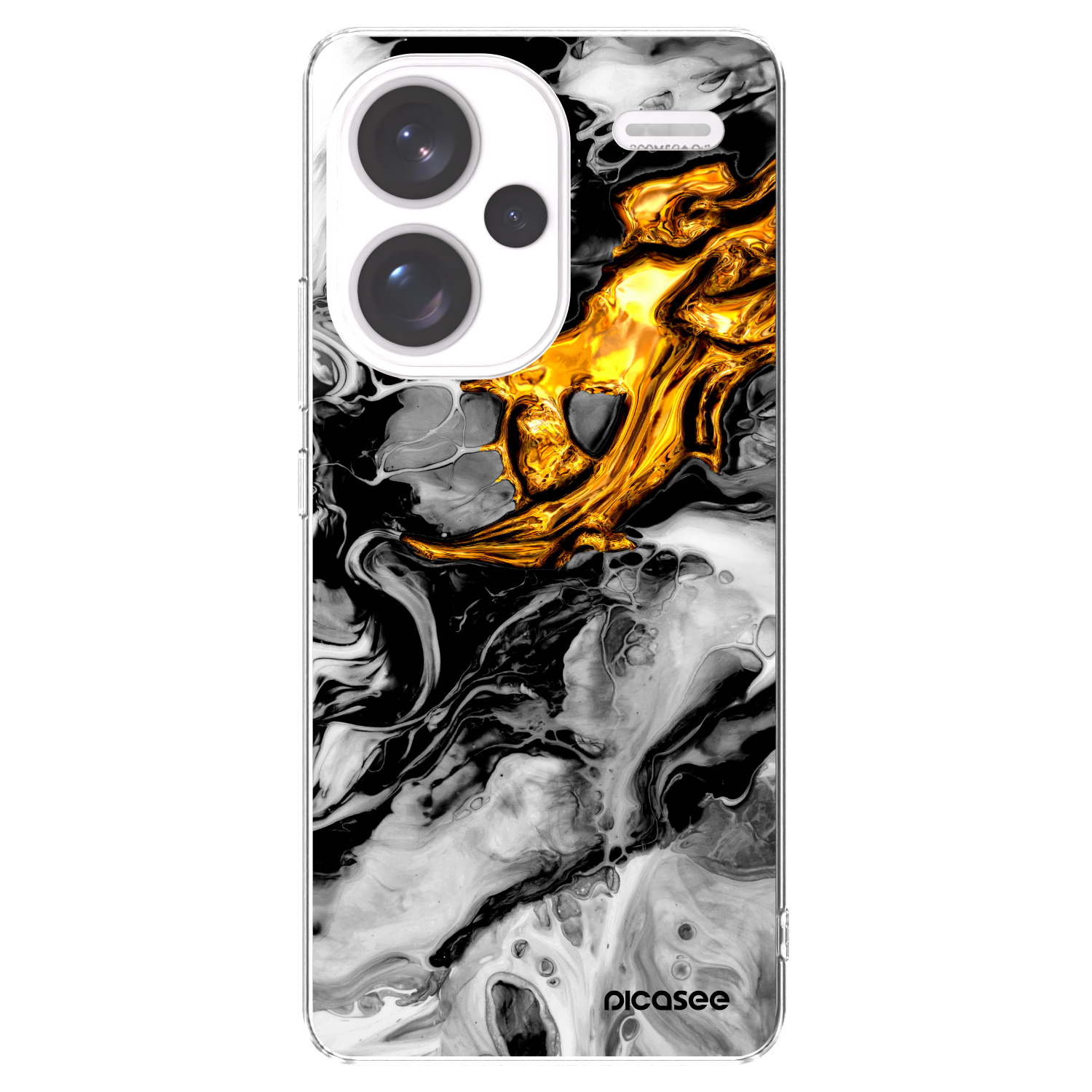 Picasee Xiaomi Redmi Note 13 Pro+ 5G Hülle - Transparentes Silikon - Black Gold 2