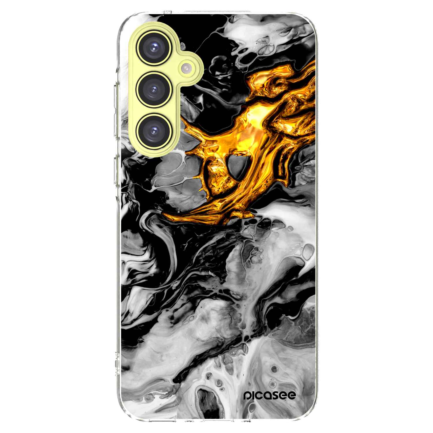 Picasee Samsung Galaxy A35 5G A356B Hülle - Transparentes Silikon - Black Gold 2