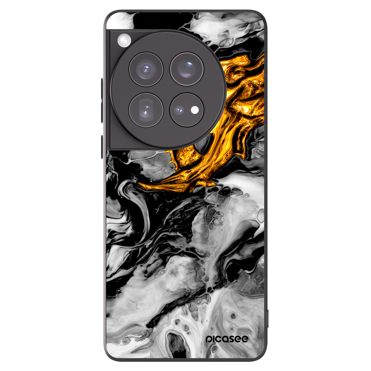 Picasee OnePlus 12 5G Hülle - Schwarzes Silikon - Black Gold 2