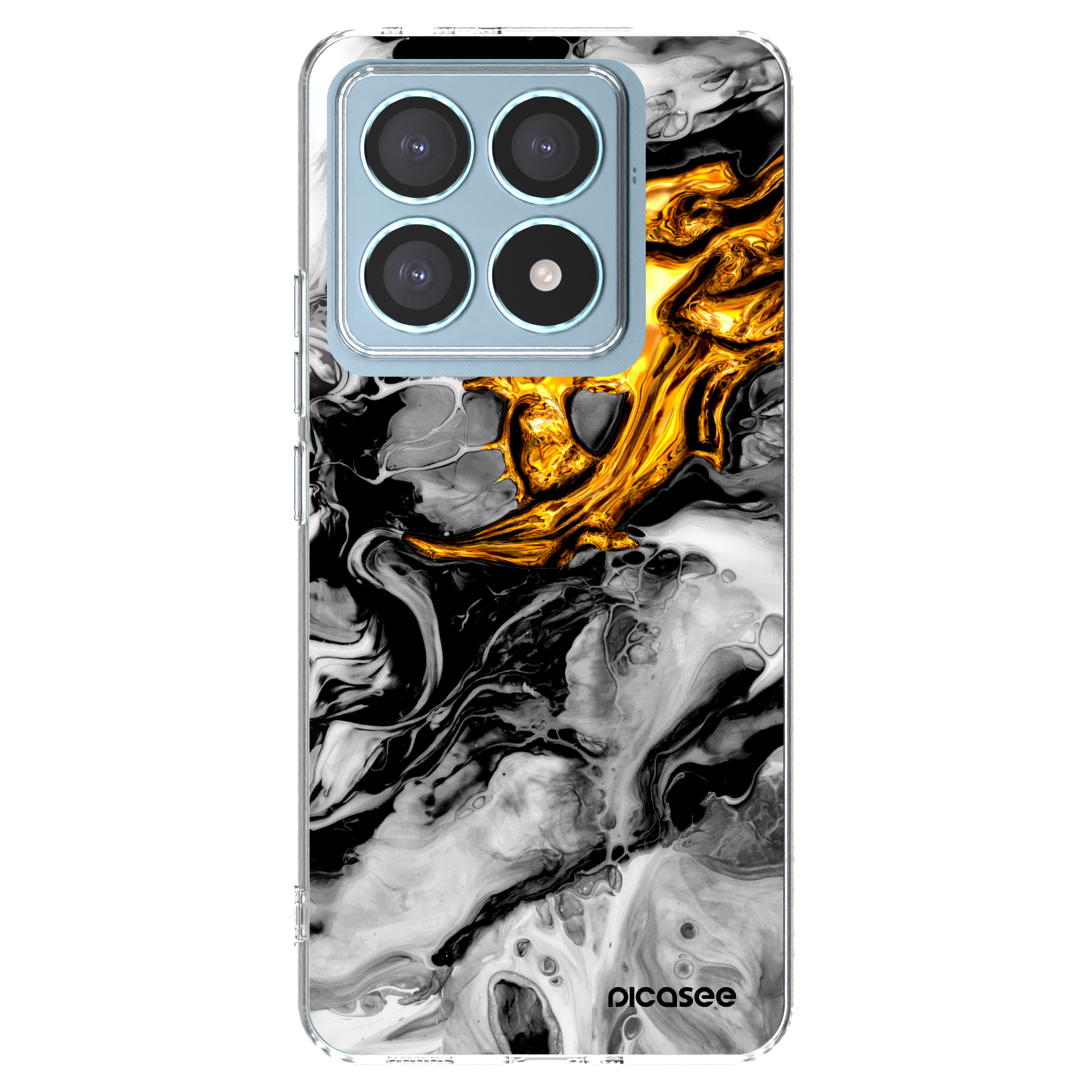 Picasee Xiaomi 14T Pro Hülle - Transparentes Silikon - Black Gold 2