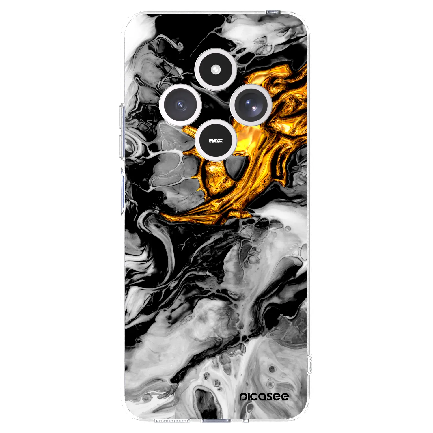 Picasee Xiaomi Redmi 14C Hülle - Transparentes Silikon - Black Gold 2