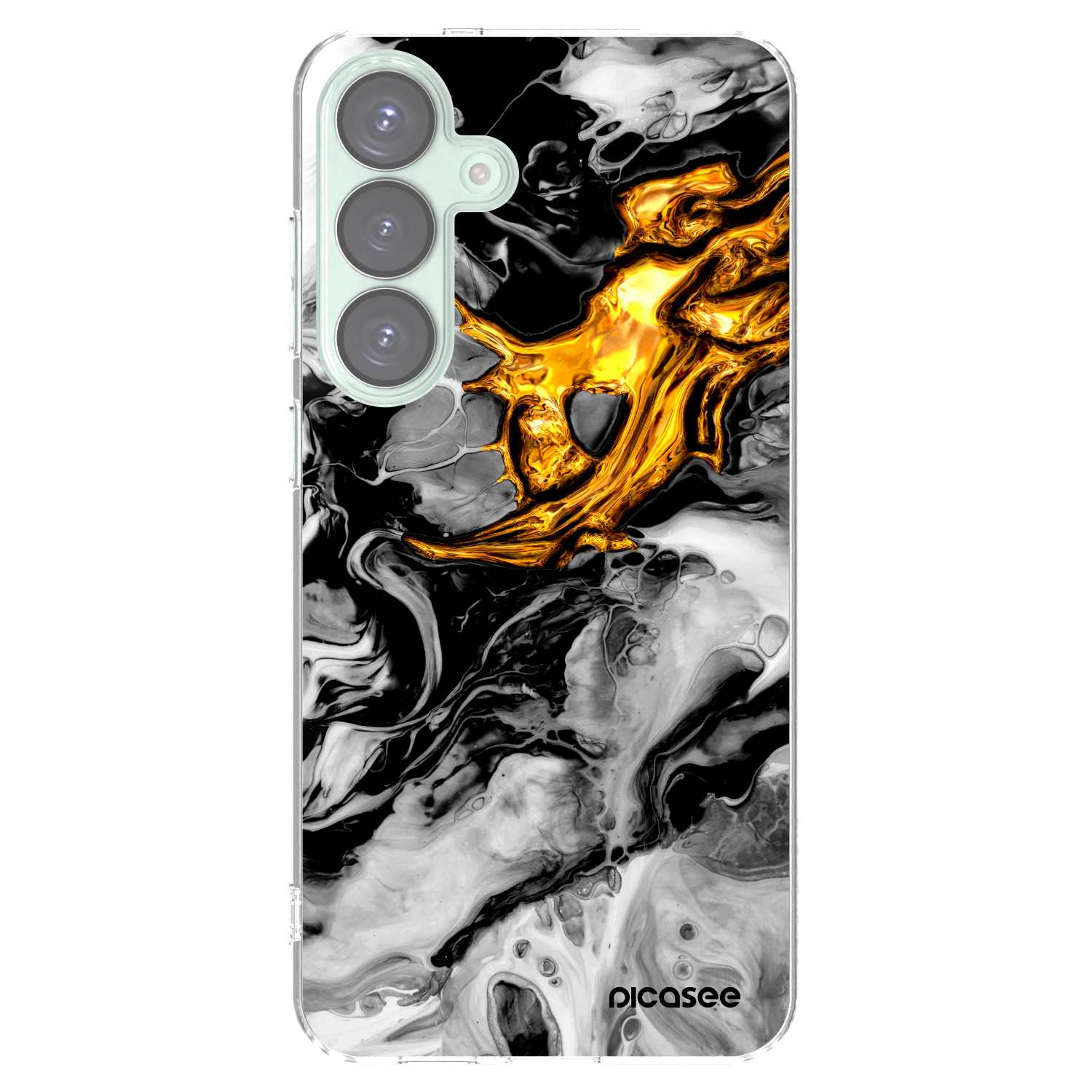 Picasee Samsung Galaxy S25+ 5G Hülle - Transparentes Silikon - Black Gold 2
