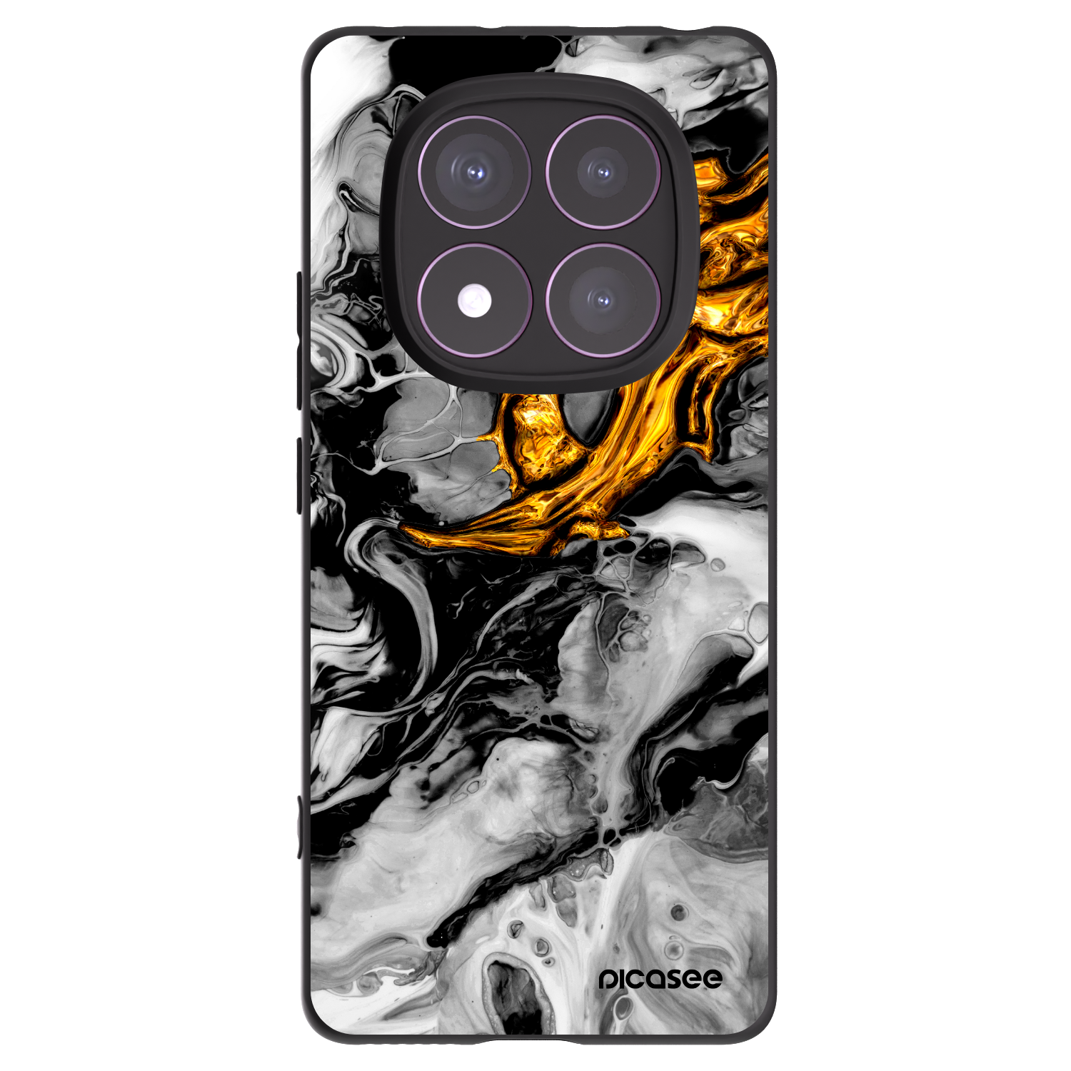 Picasee Xiaomi Redmi Note 14 Pro 4G Hülle - Schwarzes Silikon - Black Gold 2