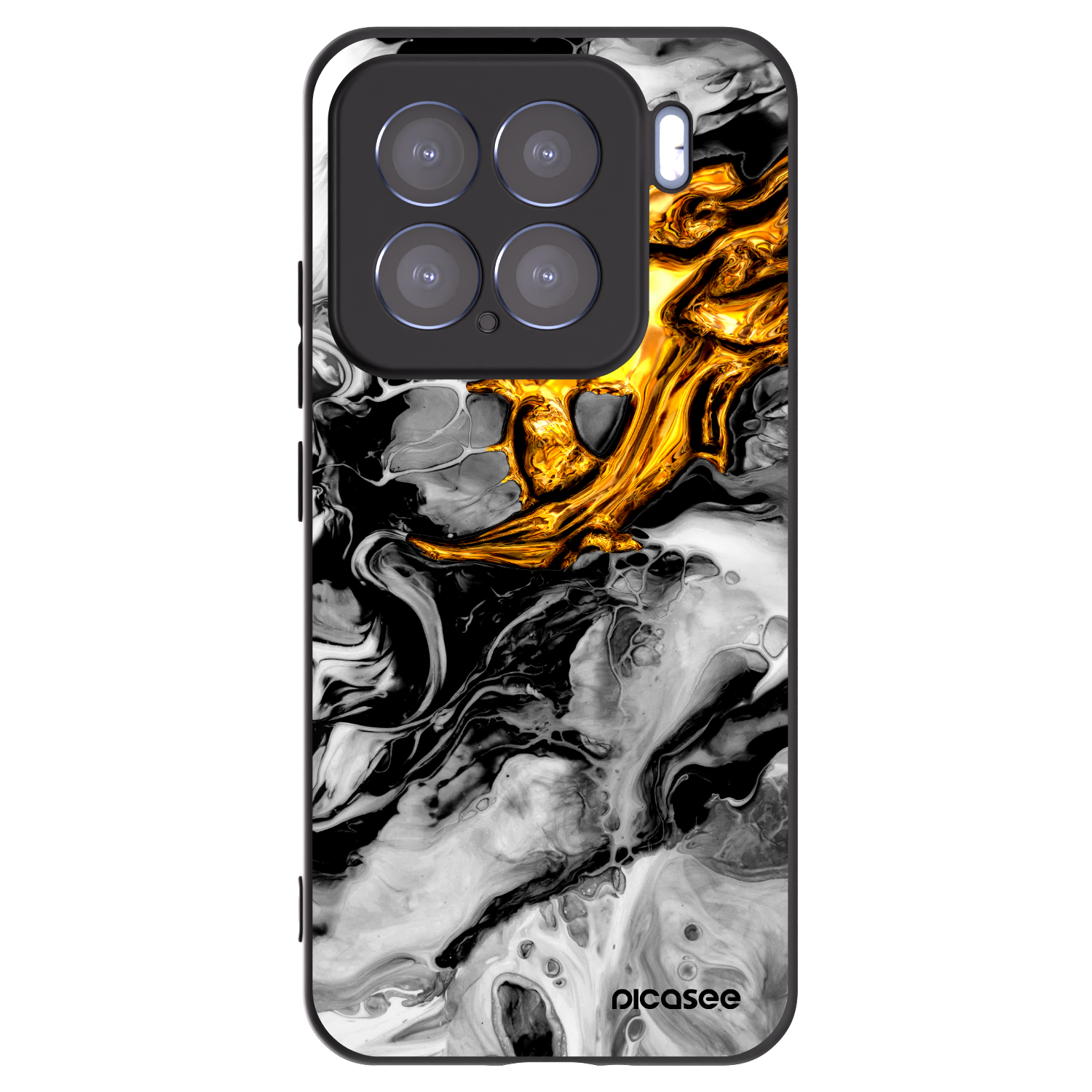 Picasee Xiaomi 15 Hülle - Schwarzes Silikon - Black Gold 2