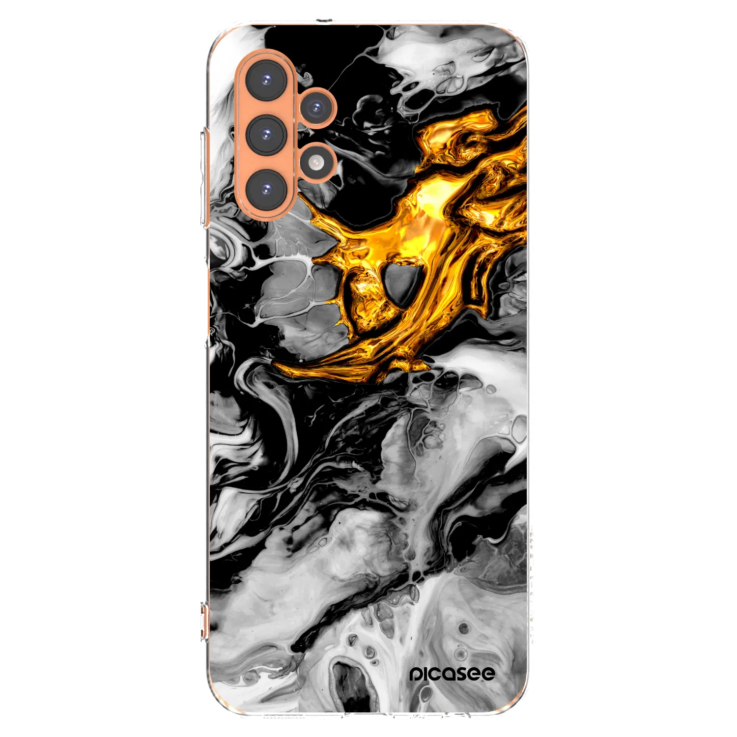 Picasee Samsung Galaxy A13 5G Hülle - Transparentes Silikon - Black Gold 2