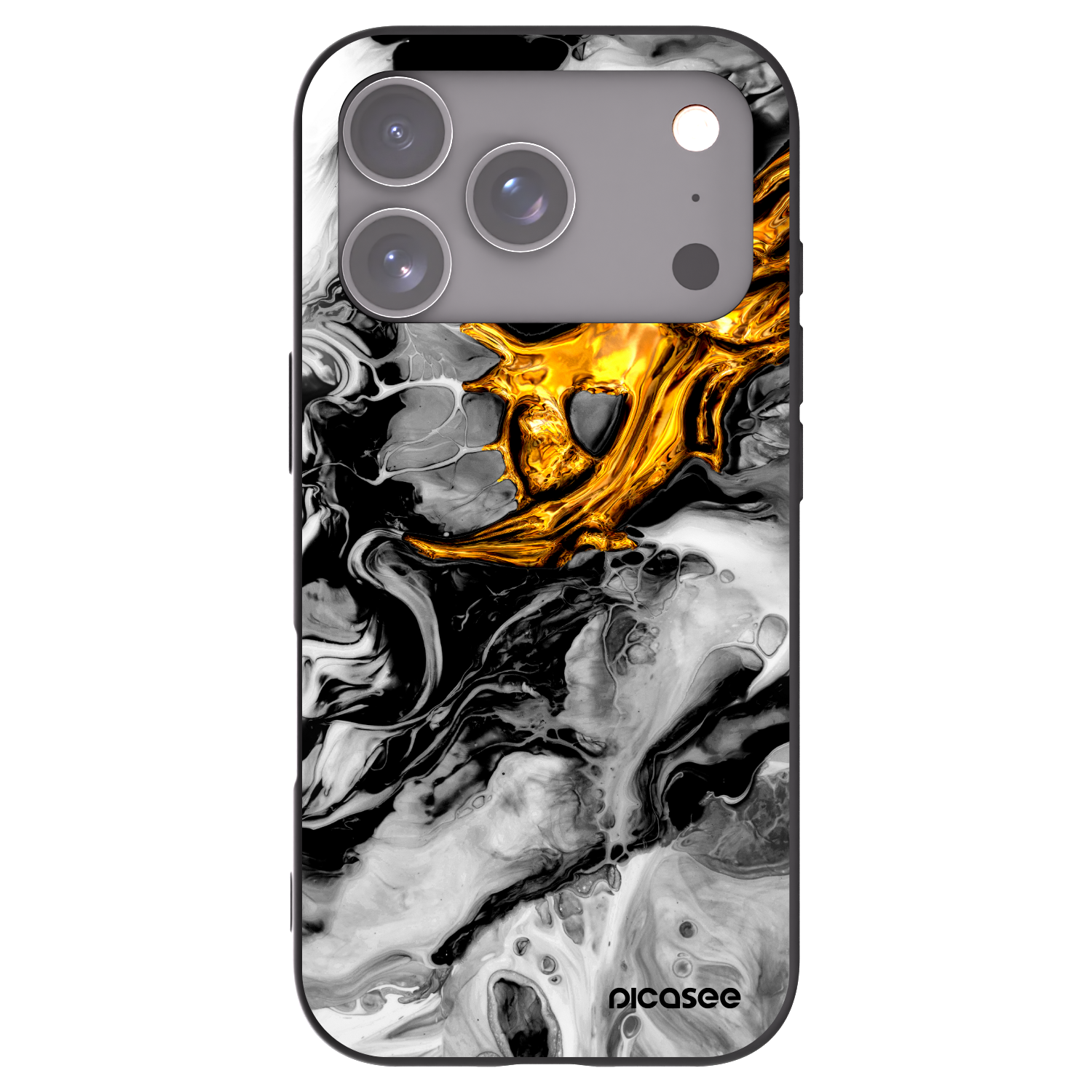 Picasee Apple iPhone 17 Pro Hülle - Schwarzes Silikon - Black Gold 2