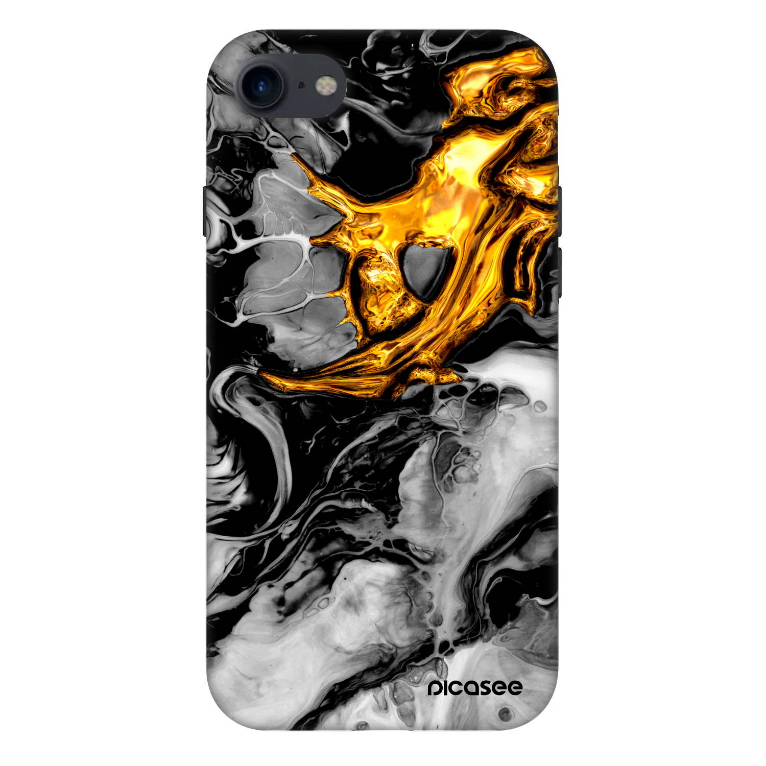 Picasee Fashion Case für Apple iPhone SE 2020 - Black Gold 2