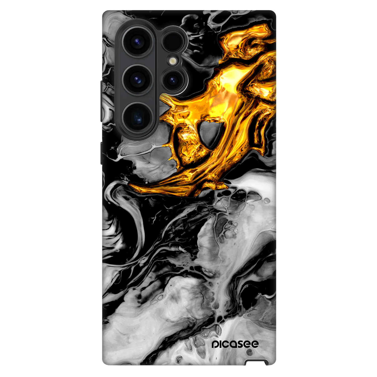 Picasee Fashion Case für Samsung Galaxy S22 Ultra 5G - Black Gold 2