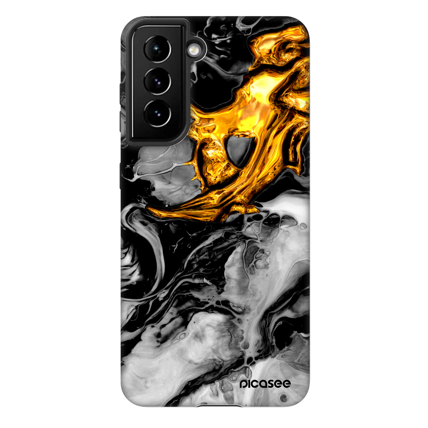 Picasee Fashion Case für Samsung Galaxy S21 FE 5G - Black Gold 2