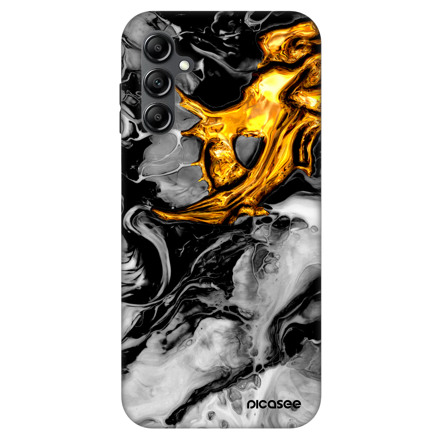 Picasee Fashion Case für Samsung Galaxy A14 4G A145R - Black Gold 2
