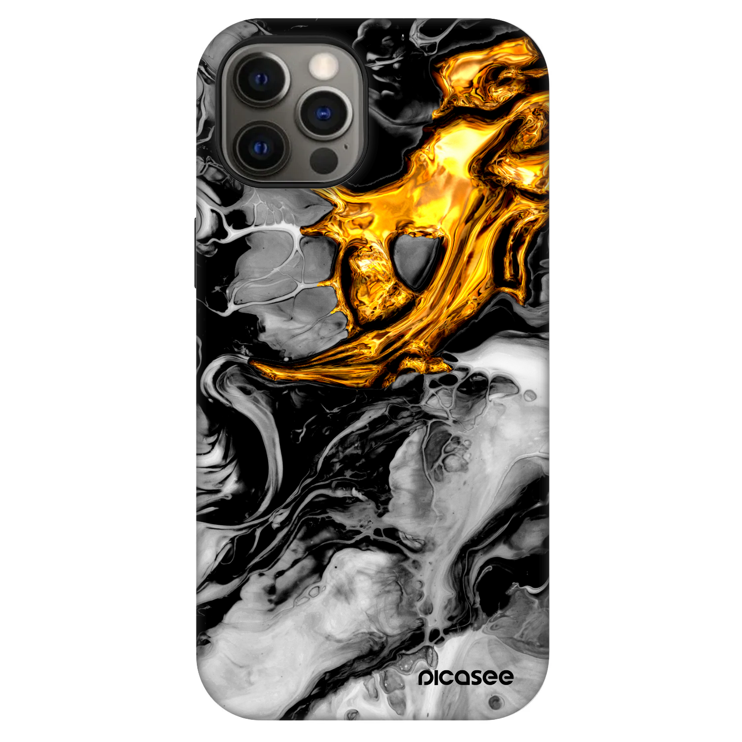 Picasee Fashion Case MagSafe für Apple iPhone 12 - Black Gold 2