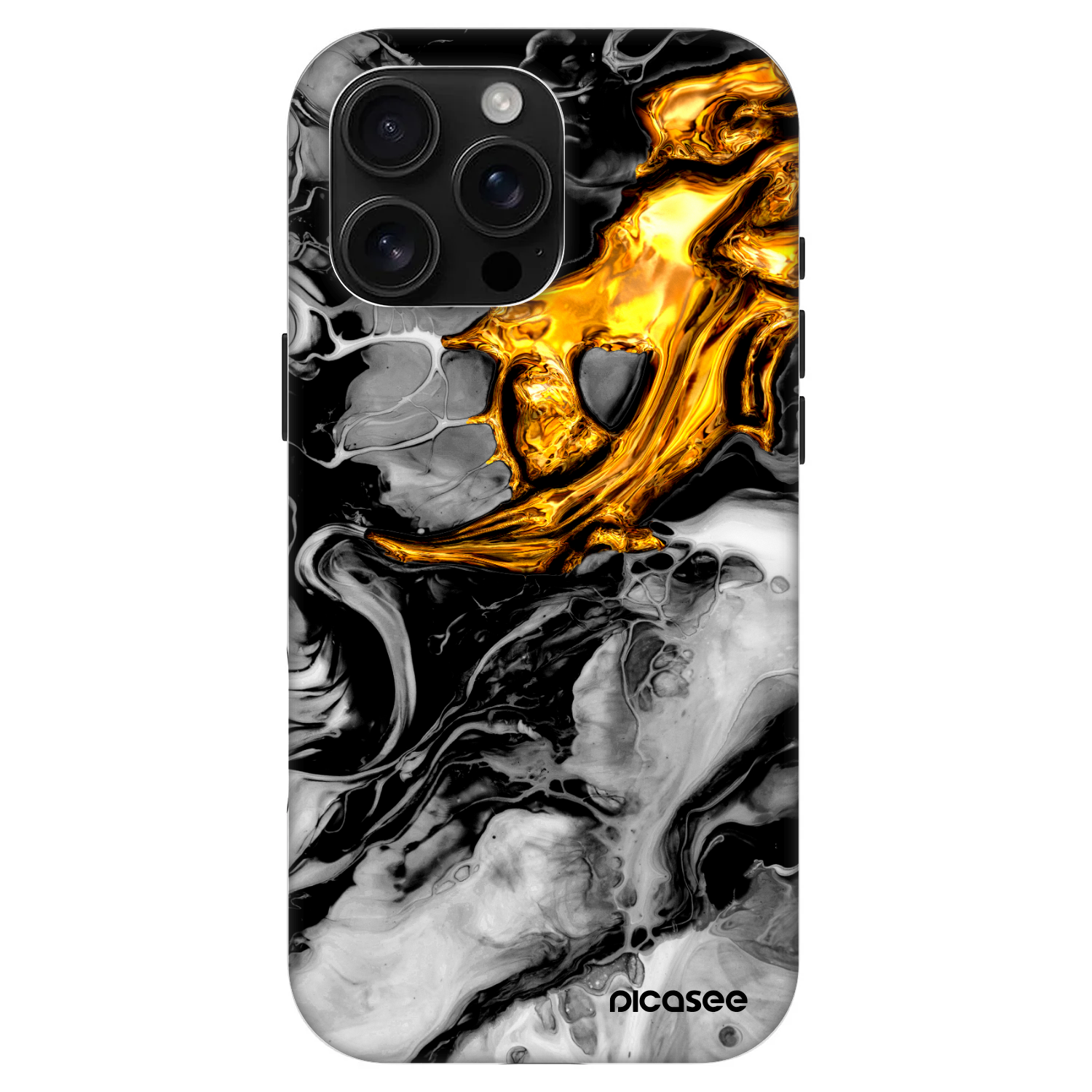Picasee Fashion Case MagSafe für Apple iPhone 16 Pro Max - Black Gold 2
